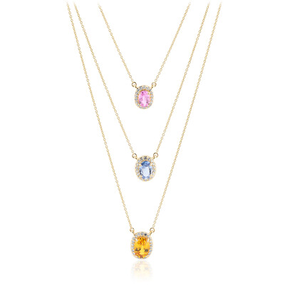 9K Ban Ka Cha Orange Sapphire Gold Necklace