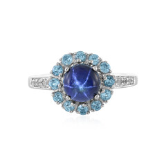 Blue Star Sapphire Silver Ring