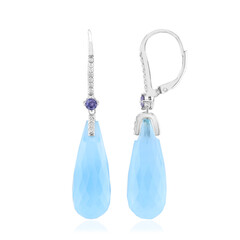 Aqua Chalcedony Silver Earrings