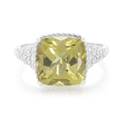 Olive Quartz Silver Ring