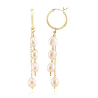 Orange Freshwater Pearl Silver Earrings (TPC)