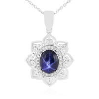 Blue Star Sapphire Silver Necklace