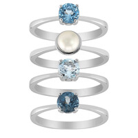 Swiss Blue Topaz Silver Ring
