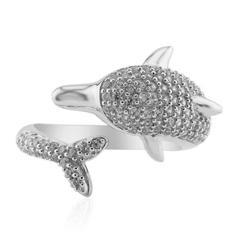 Chic Tanzanian Zircon Silver Fish Ring 1.01ct