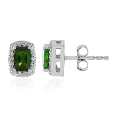 Russian Diopside Silver Earrings
