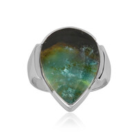 Petrified Opalized Wood Silver Ring (Bali Barong)