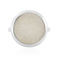 Pearl Shimmer Glitter Agate Silver Ring