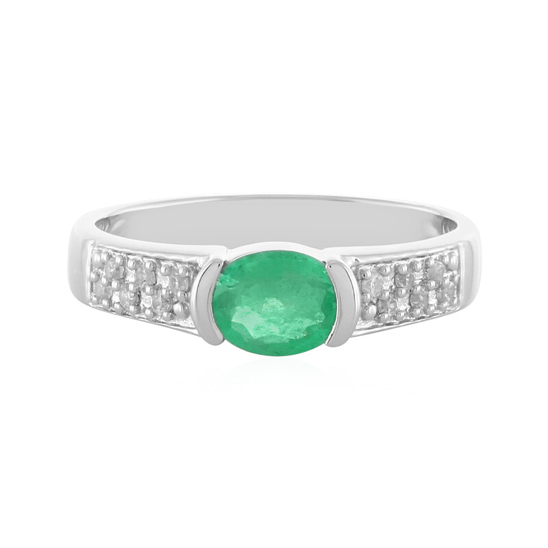 Ethiopian Emerald Platinum Plated Silver Ring 1.22ct