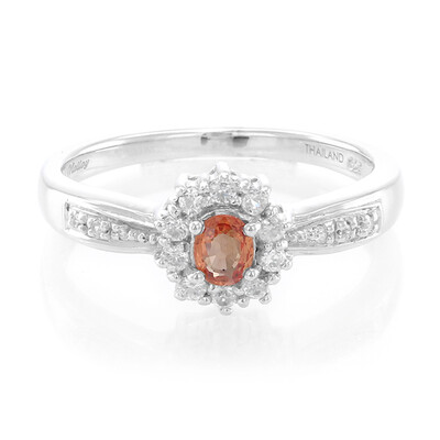Orange Sapphire Silver Ring