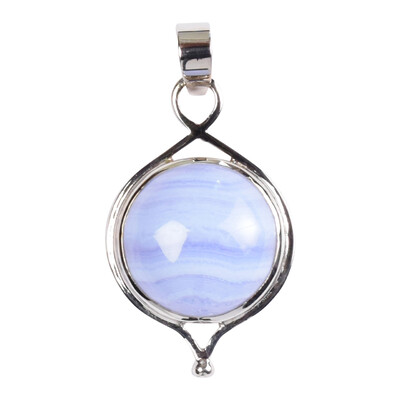 Blue Chalcedony Silver Pendant
