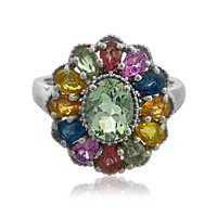 Green Amethyst Silver Ring
