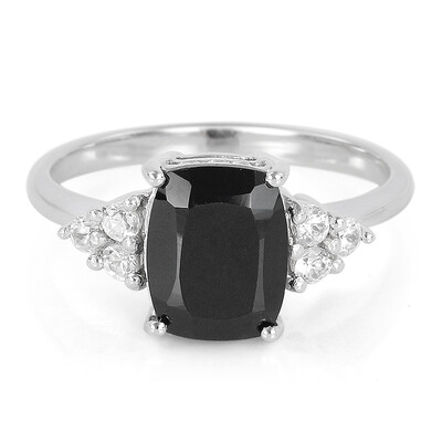 Black Spinel Silver Ring