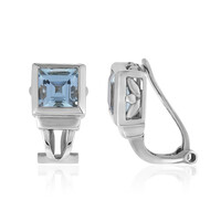 Sky Blue Topaz Silver ear clips
