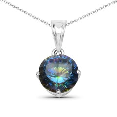 Mystic Blue Quartz Silver Necklace