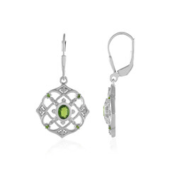 Russian Diopside Silver Earrings