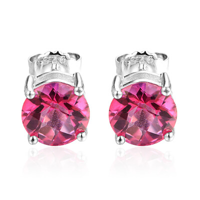 Pink Topaz Silver Earrings
