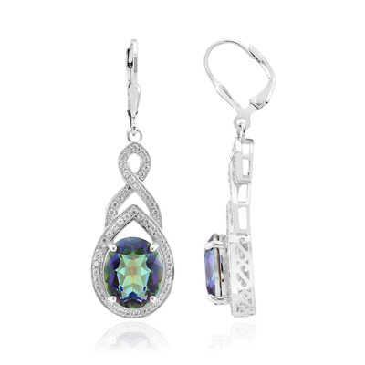 Mystic Blue Quartz Silver Earrings
