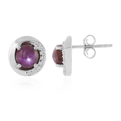 Channapatna Star Ruby Silver Earrings