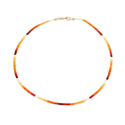 14K Mexican Fire Opal Gold Necklace