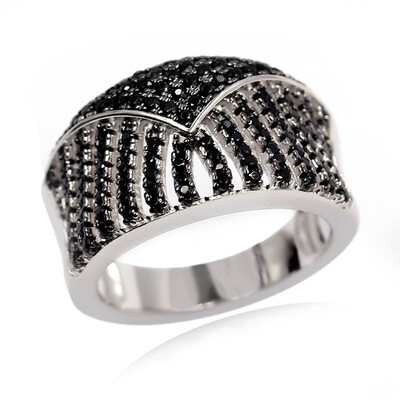 Black Spinel Silver Ring