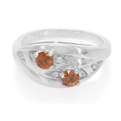 Orange Sapphire Silver Ring