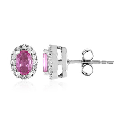 Unheated Ceylon Pink Sapphire Silver Earrings