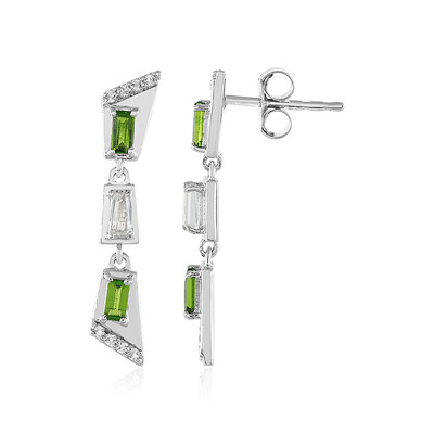 Russian Diopside Silver Earrings