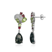 Moss Agate Silver Earrings