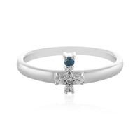 I3 Blue Diamond Silver Ring