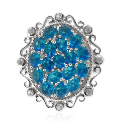 Neon Blue Apatite Silver Ring (Dallas Prince Designs)