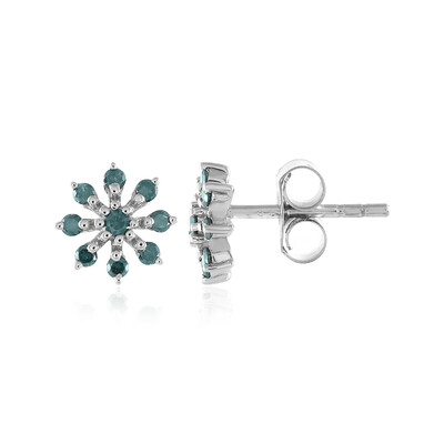 I3 Blue Diamond Silver Earrings