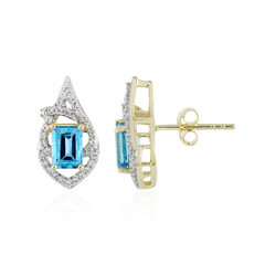 9K Swiss Blue Topaz Gold Earrings (Adela Gold)
