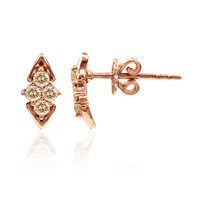 9K SI1 Argyle Rose De France Diamond Gold Earrings