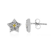 I3 Yellow Diamond Silver Earrings