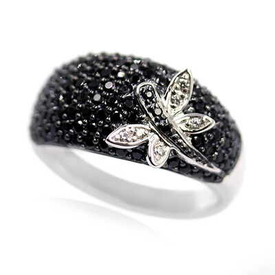 Black Spinel Silver Ring