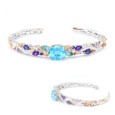 Sky Blue Topaz Silver Bangle (Gems en Vogue)