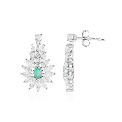 Russian Emerald Silver Earrings