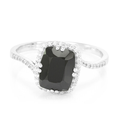 Black Spinel Silver Ring