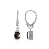 Black Star Sapphire Silver Earrings
