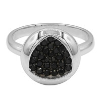 Black Spinel Silver Ring