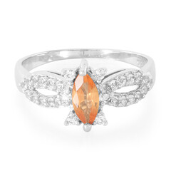 Orange Sapphire Silver Ring