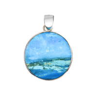 Blue Atacama Opal Silver Pendant