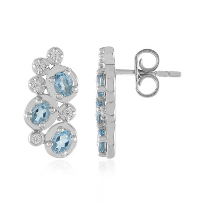 Swiss Blue Topaz Silver Earrings