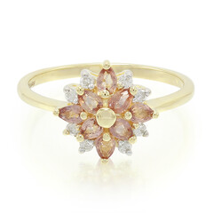 10K Unheated Padparadscha Sapphire Gold Ring