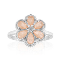 Peach Pastel Quartz Silver Ring