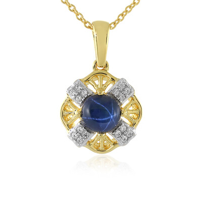 Blue Star Sapphire Silver Necklace