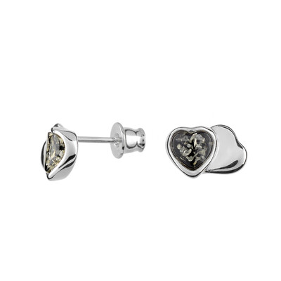 Green Baltic Amber Silver Earrings (dagen)