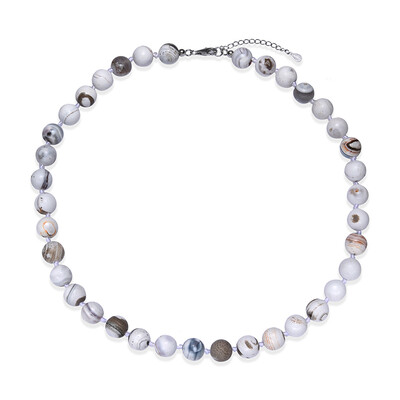 White Porcelain Agate Silver Necklace