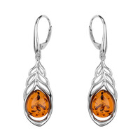Cognac Baltic Amber Silver Earrings