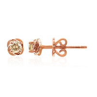9K SI1 Argyle Rose De France Diamond Gold Earrings